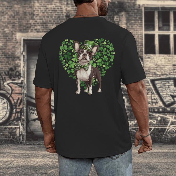 Cute Boston Terrier Shamrock St Patrick's Day Dog Lover Men Women Kids Men's Back Print T-Shirt, funny design