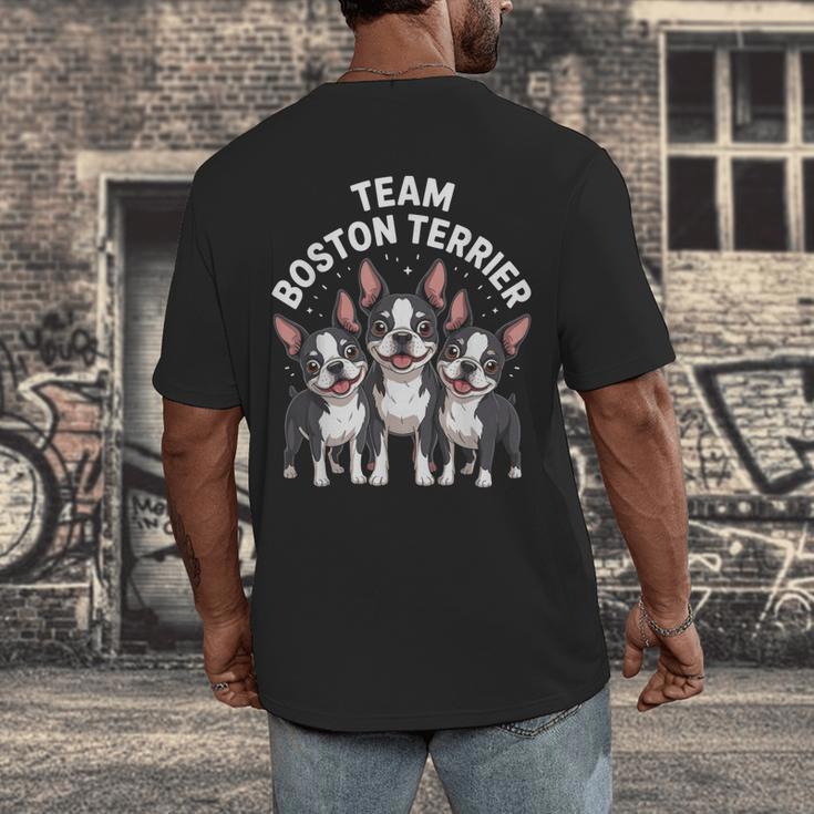Cute Cartoon For Dog Owners Pet Team Boston Terrier Men's Back Print T-Shirt, funny design