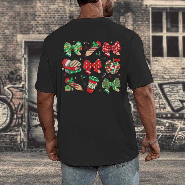 Cute Coquette Pencil Bow Christmas School Teacher Student Men's Back Print T-Shirt, funny design Cute Coquette Pencil Bow Christmas School Teacher Student Men's Back Print T-Shirt, funny design