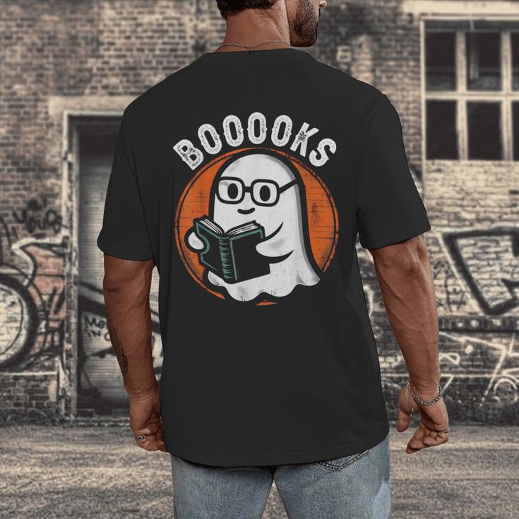 Cute Ghost Book Reading Books Lover Retro Halloween Teacher Men's Back Print T-Shirt, funny design Cute Ghost Book Reading Books Lover Retro Halloween Teacher Men's Back Print T-Shirt, funny design