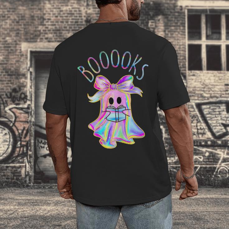 Cute Ghost Book Reading Halloween Teacher Top Girls Women Men's Back Print T-Shirt, funny design Cute Ghost Book Reading Halloween Teacher Top Girls Women Men's Back Print T-Shirt, funny design