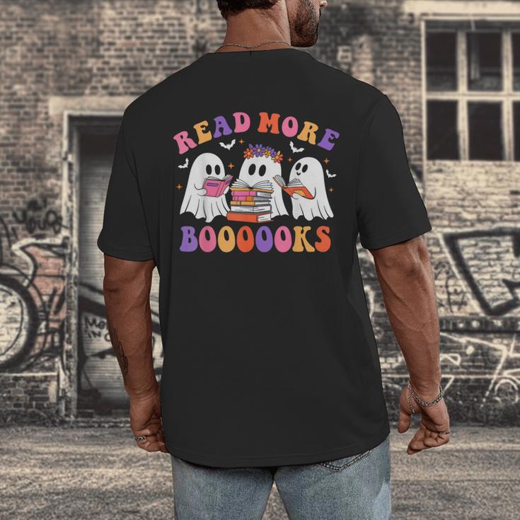 Cute Ghost Read More Books Lover Teacher Halloween Costume Men's Back Print T-Shirt, funny design