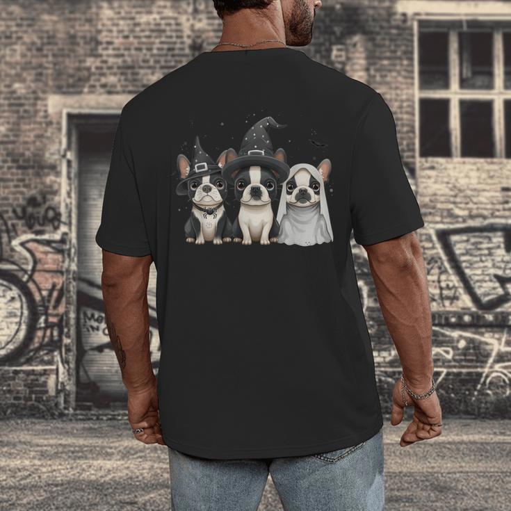 Cute Halloween Boston Terrier Dogs Witch Hat Ghost Dog For Men Women Kids Men's Back Print T-Shirt, funny design