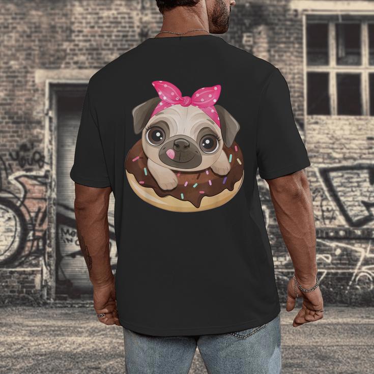 Cute Pug Shirt Donut Girls Dog Men's Back Print T-Shirt, funny design