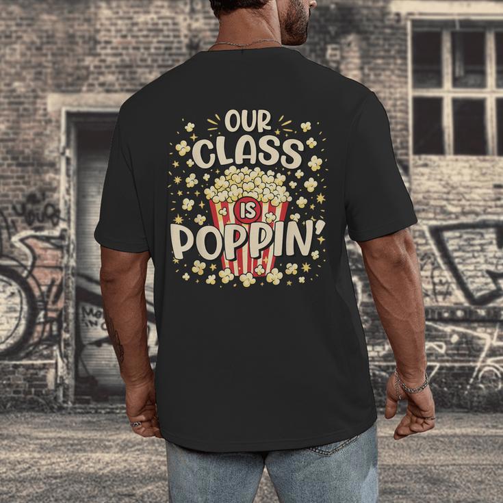 Cute Teacher Popcorn Day Men's Back Print T-Shirt, funny design