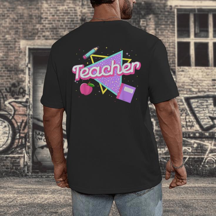 Cute Teacher Shirt 80's 90's Style Retro Old School Teacher For Men Women Men's Back Print T-Shirt, funny design