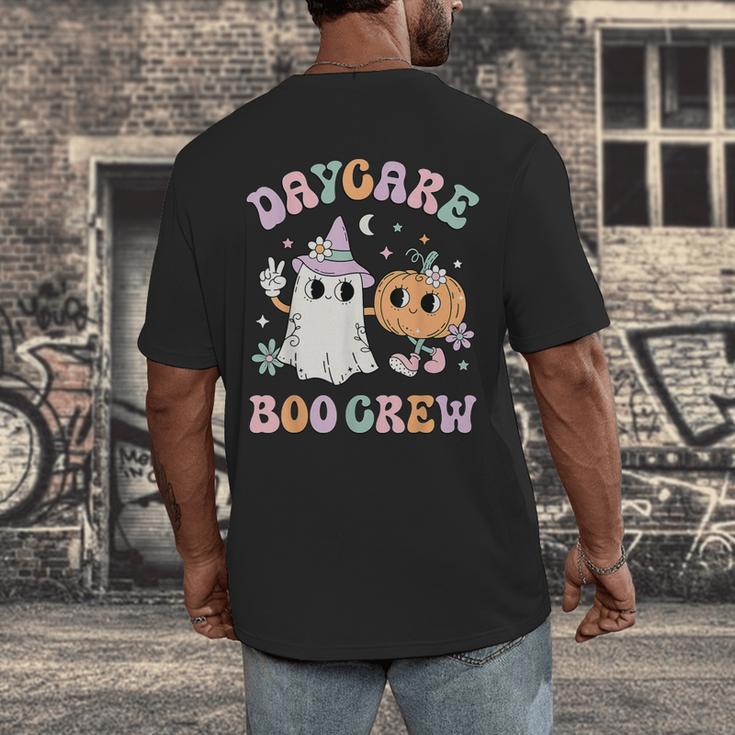 Daycare Boo Crew Groovy Halloween Floral Ghost Kid Teacher Men's Back Print T-Shirt, funny design Daycare Boo Crew Groovy Halloween Floral Ghost Kid Teacher Men's Back Print T-Shirt, funny design