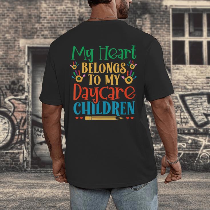 Daycare Children Childcare Provider Teacher PreK Nursery Men's Back Print T-Shirt, funny design