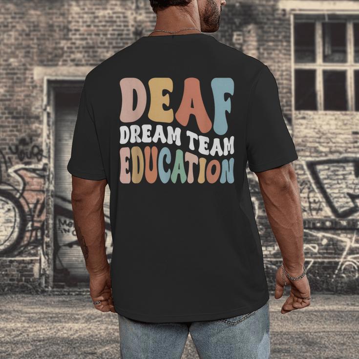 Deaf Dream Team Education Deaf Education Teacher Men's Back Print T-Shirt, funny design