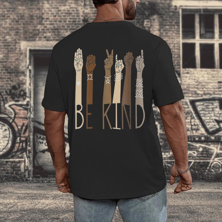 Deaf Be Kind Sign Language Hand Talking Teachers Interpreter Men's Back Print T-Shirt, funny design Deaf Be Kind Sign Language Hand Talking Teachers Interpreter Men's Back Print T-Shirt, funny design