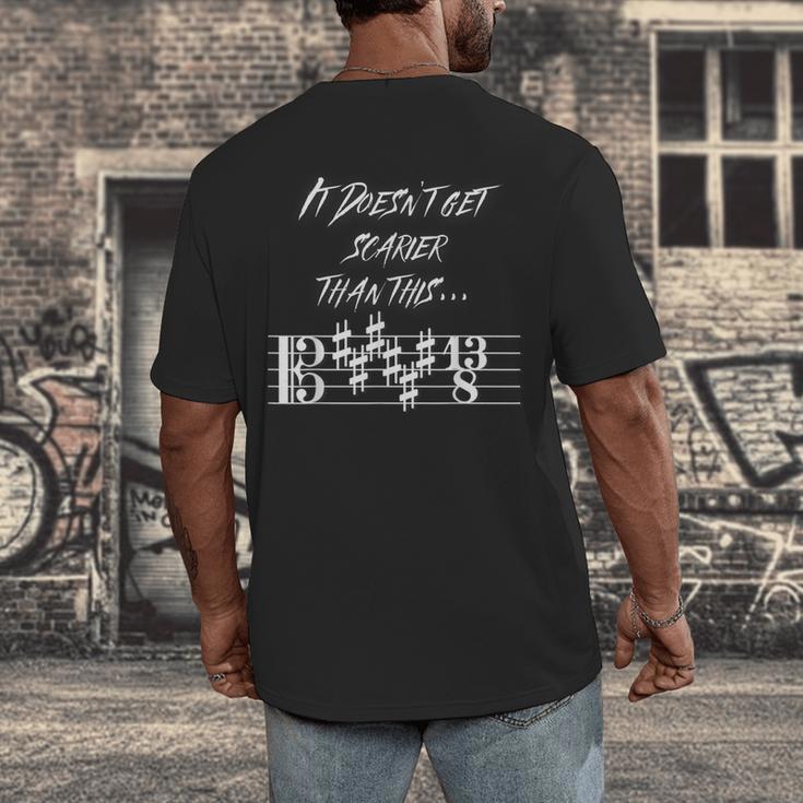 It Doesn't Get Scarier Halloween Music Teacher Costume For Men Women Men's Back Print T-Shirt, funny design