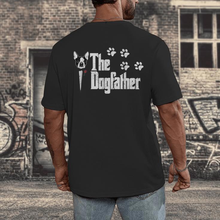 The Dogfather Boston Terrier Dog Dad Tshirt Idea Men's Back Print T-Shirt, funny design