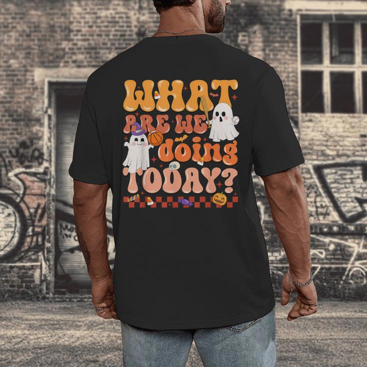 What Are We Doing Today Halloween PE Spooky Teacher Men's Back Print T-Shirt, funny design