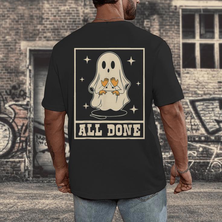 All Done Sign Language Ghost Speech Pathology Teacher Men's Back Print T-Shirt, funny design
