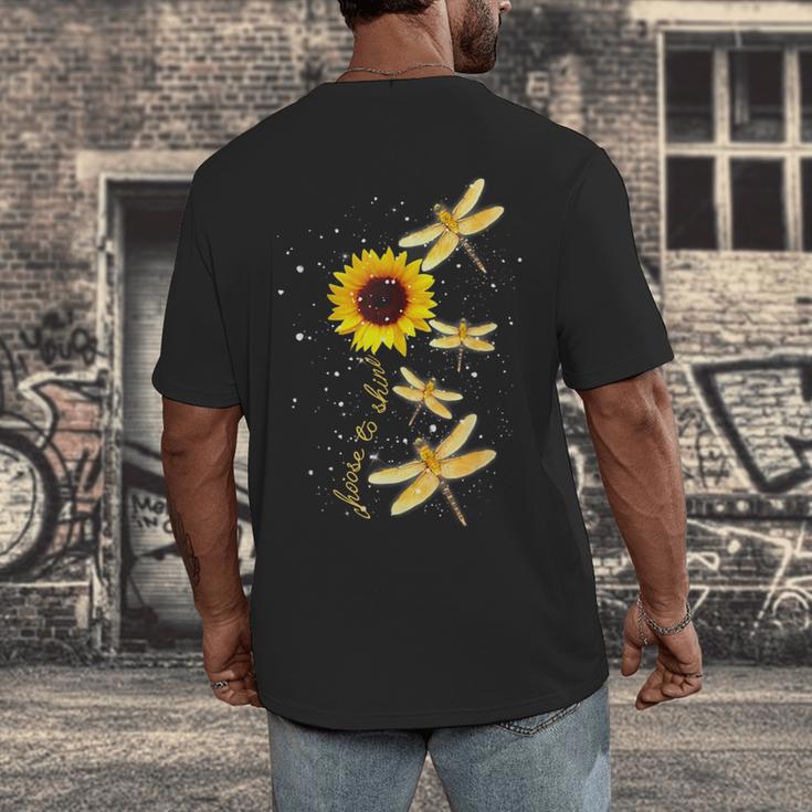 Dragonfly Sunflower Teacher Growth Mindset Choose To Shine Men's Back Print T-Shirt, funny design Dragonfly Sunflower Teacher Growth Mindset Choose To Shine Men's Back Print T-Shirt, funny design