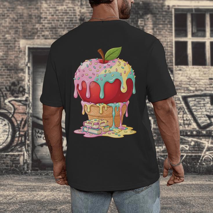 Dripping Apple Ice Cream Cone Cute Teacher Appreciation Men's Back Print T-Shirt, funny design Dripping Apple Ice Cream Cone Cute Teacher Appreciation Men's Back Print T-Shirt, funny design