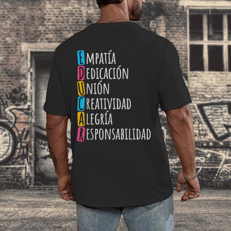 Educar Bilingual Spanish Teacher Men's Back Print T-Shirt, funny design Educar Bilingual Spanish Teacher Men's Back Print T-Shirt, funny design
