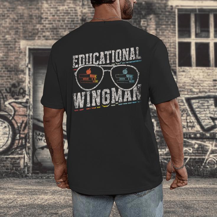 Educational Wingman Assisting Teacher Teaching Assistant Men's Back Print T-Shirt, funny design