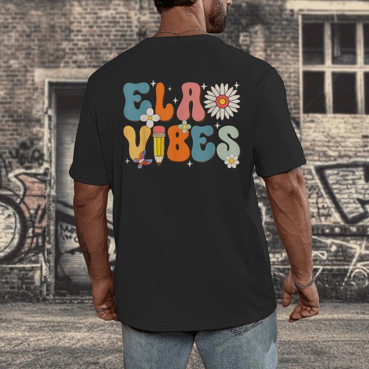 English Teacher Ela Vibes Teacher Kids First Day Of School Men's Back Print T-Shirt, funny design
