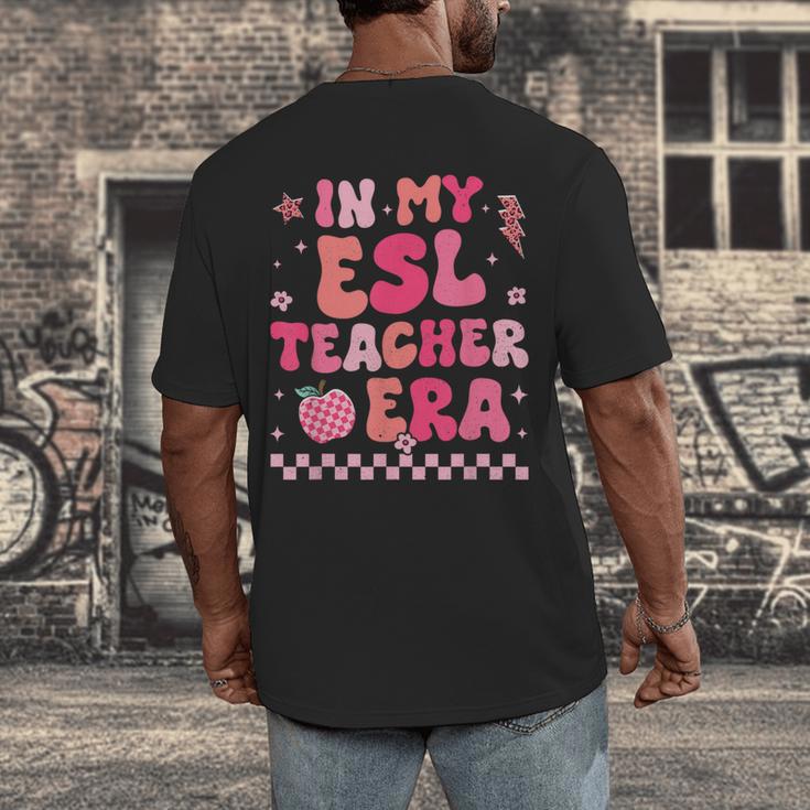 In My Esl Teacher Era Back To School ESL Teacher Groovy Men's Back Print T-Shirt, funny design
