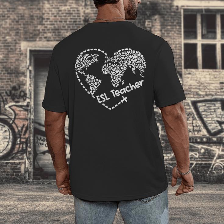 ESL Teacher ESOL Student Cute Heart Shape English Teacher Men's Back Print T-Shirt, funny design ESL Teacher ESOL Student Cute Heart Shape English Teacher Men's Back Print T-Shirt, funny design