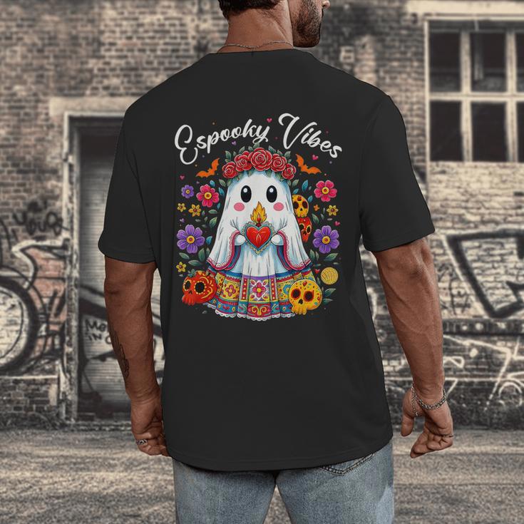 Espooky Vibes Maestra Halloween Spanish Mexican Teacher Men's Back Print T-Shirt, funny design