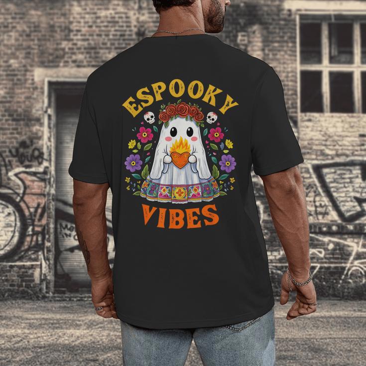Espooky Vibes Spanish Mexican Halloween Ghost Teachers Men's Back Print T-Shirt, funny design Espooky Vibes Spanish Mexican Halloween Ghost Teachers Men's Back Print T-Shirt, funny design