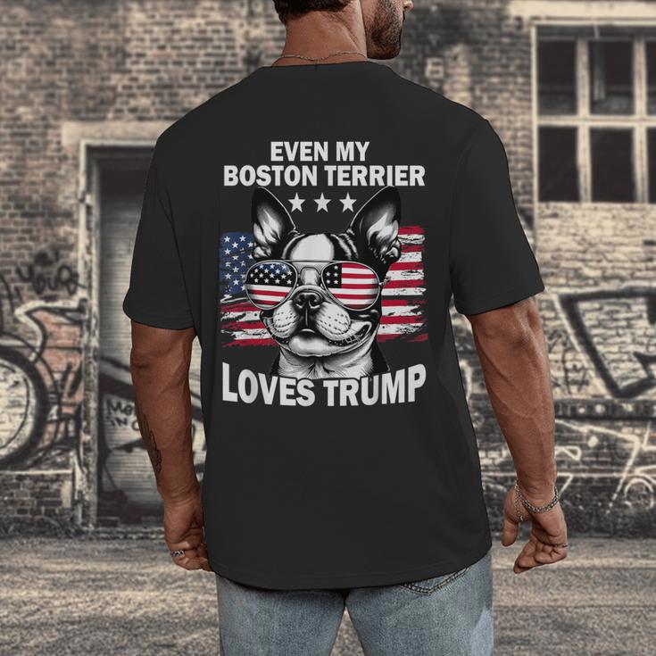 Even My Boston Terrier Loves Trump Trump Supporter Dog Lover Men's Back Print T-Shirt, funny design