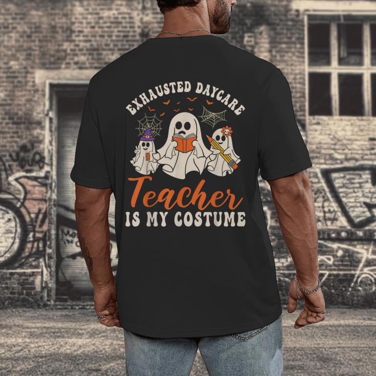 Exhausted Daycare Teacher Is My Costume Halloween Ghost Fun For Men Women Men's Back Print T-Shirt, funny design