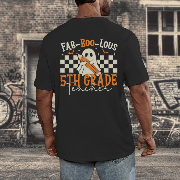 Fab Boo Lous 5th Grade Teacher Retro Ghost Spooky Halloween Men's Back Print T-Shirt, funny design Fab Boo Lous 5th Grade Teacher Retro Ghost Spooky Halloween Men's Back Print T-Shirt, funny design