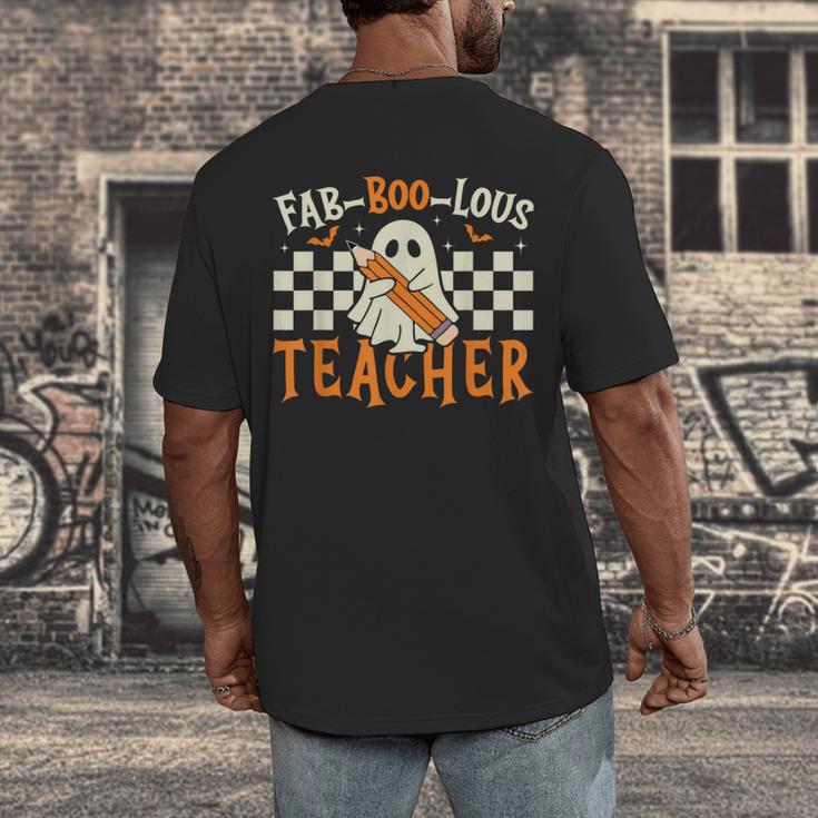 Fab Boo Lous Teacher Retro Ghost Spooky Halloween Costume Men's Back Print T-Shirt, funny design Fab Boo Lous Teacher Retro Ghost Spooky Halloween Costume Men's Back Print T-Shirt, funny design