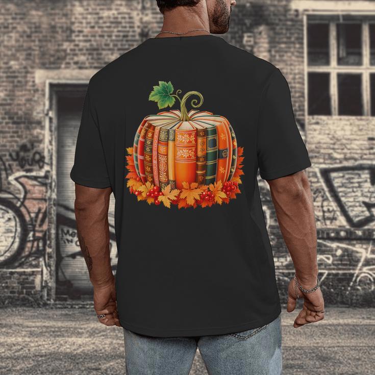 Fall Book Autumn Reading Teacher Halloween Pumpkin Season Men's Back Print T-Shirt, funny design Fall Book Autumn Reading Teacher Halloween Pumpkin Season Men's Back Print T-Shirt, funny design