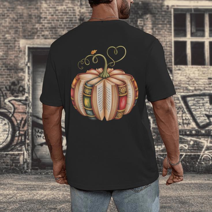 Fall Book Pumpkin Fall Librarians Bookworm Teachers Students Men's Back Print T-Shirt, funny design Fall Book Pumpkin Fall Librarians Bookworm Teachers Students Men's Back Print T-Shirt, funny design