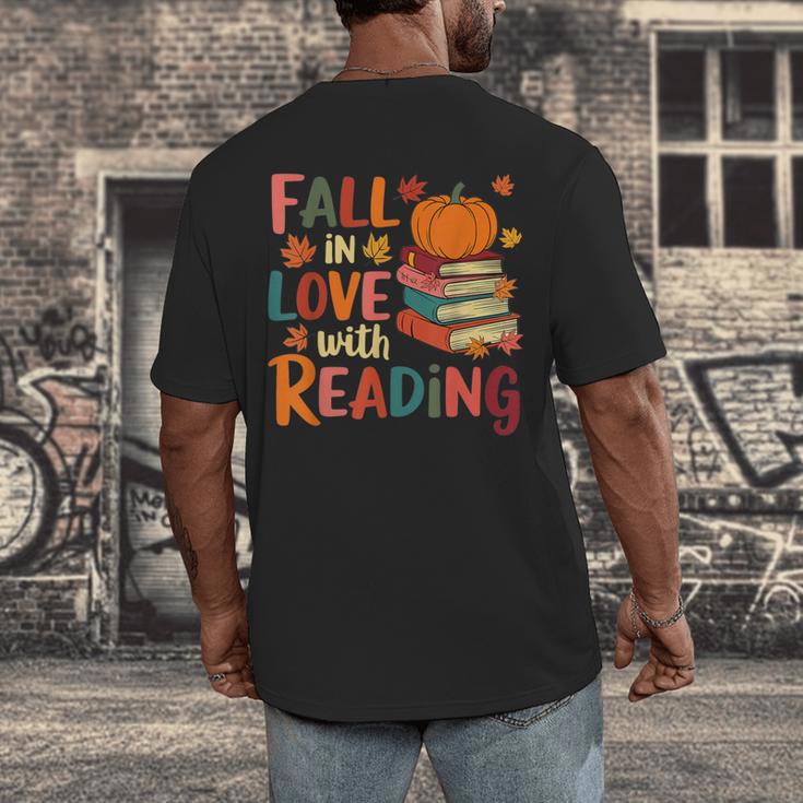 Fall In Love With Reading Autumn Thanksgiving Shirt Teacher Men's Back Print T-Shirt, funny design Fall In Love With Reading Autumn Thanksgiving Shirt Teacher Men's Back Print T-Shirt, funny design