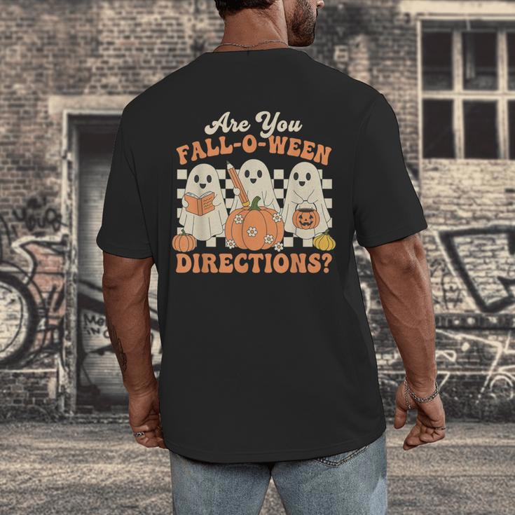 Are You Fall O Ween Directions Halloween Teacher Men's Back Print T-Shirt, funny design Are You Fall O Ween Directions Halloween Teacher Men's Back Print T-Shirt, funny design
