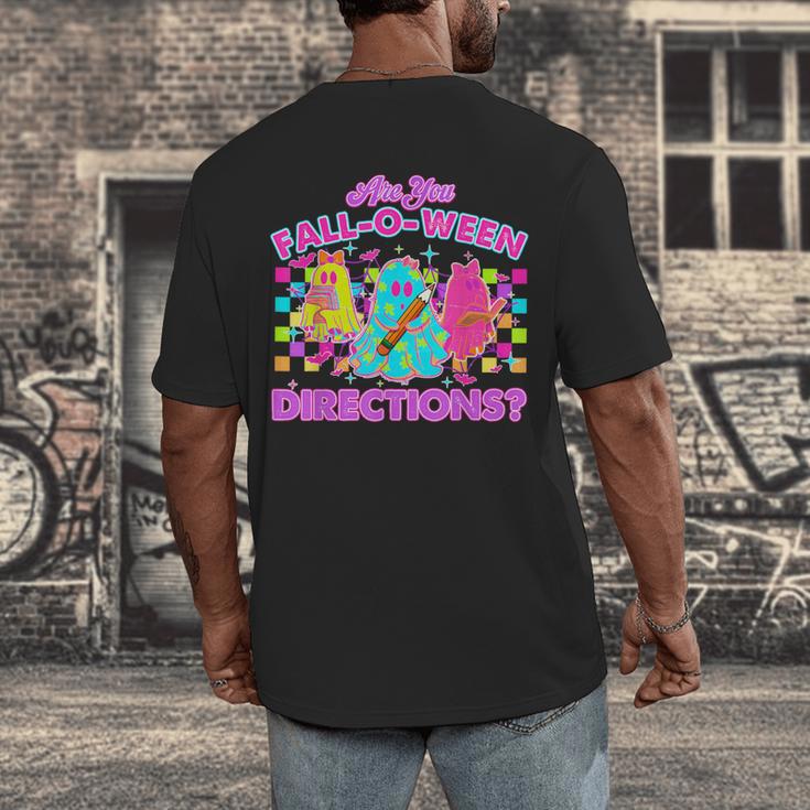 Are You Fall-O-Ween Directions Teacher Ghost Halloween Men's Back Print T-Shirt, funny design Are You Fall-O-Ween Directions Teacher Ghost Halloween Men's Back Print T-Shirt, funny design