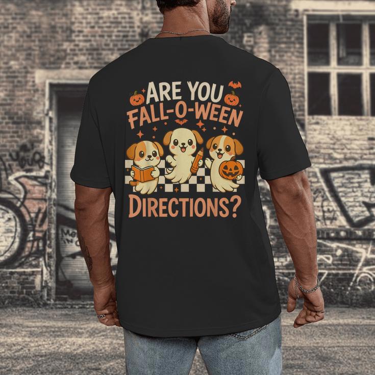 Are You Fall O Ween Directions Teacher Halloween Dog Ghost Men's Back Print T-Shirt, funny design Are You Fall O Ween Directions Teacher Halloween Dog Ghost Men's Back Print T-Shirt, funny design