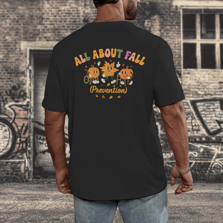 All About Fall Prevention Therapy SPED Teacher Thanksgiving Men's Back Print T-Shirt, funny design All About Fall Prevention Therapy SPED Teacher Thanksgiving Men's Back Print T-Shirt, funny design