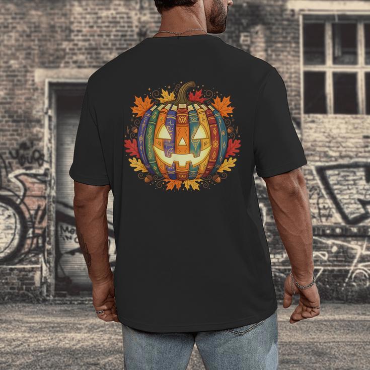 Fall Pumpkin Book Lover Spooky Librarian Teacher Halloween Men's Back Print T-Shirt, funny design Fall Pumpkin Book Lover Spooky Librarian Teacher Halloween Men's Back Print T-Shirt, funny design