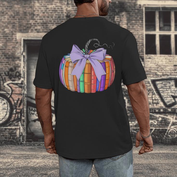 Fall Pumpkin Books Lover Halloween Teacher Teaching Staff Men's Back Print T-Shirt, funny design Fall Pumpkin Books Lover Halloween Teacher Teaching Staff Men's Back Print T-Shirt, funny design