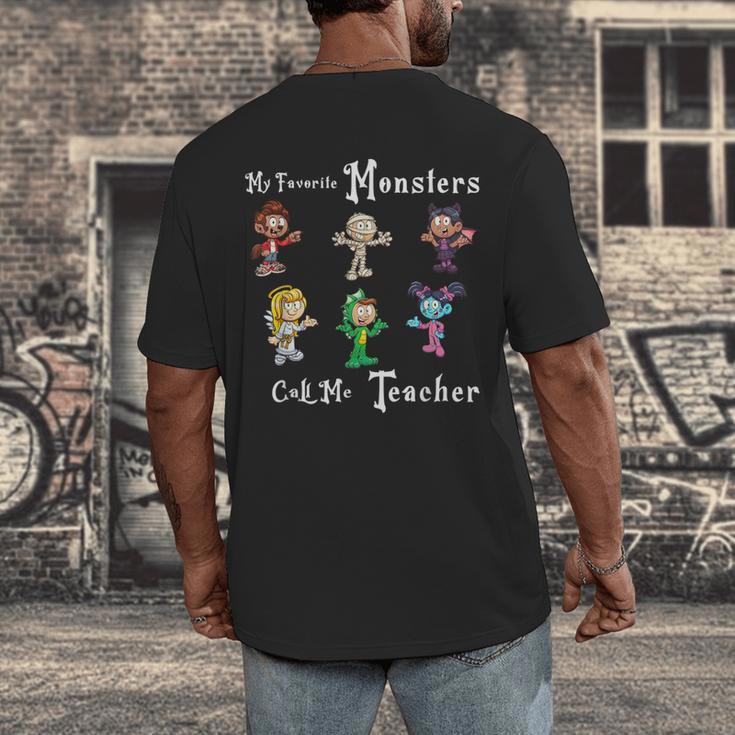 My Favorite Monsters Call Me Teacher Thank Mummy Vampire Bat Men's Back Print T-Shirt, funny design My Favorite Monsters Call Me Teacher Thank Mummy Vampire Bat Men's Back Print T-Shirt, funny design