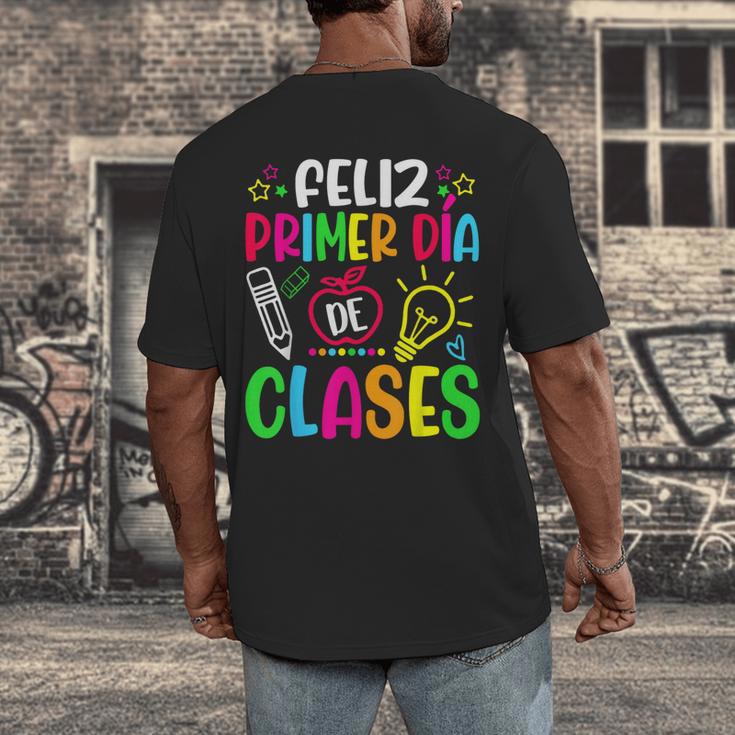 Feliz Primer Dia De Clases Kids Girl Teacher Spanish School Men's Back Print T-Shirt, funny design Feliz Primer Dia De Clases Kids Girl Teacher Spanish School Men's Back Print T-Shirt, funny design