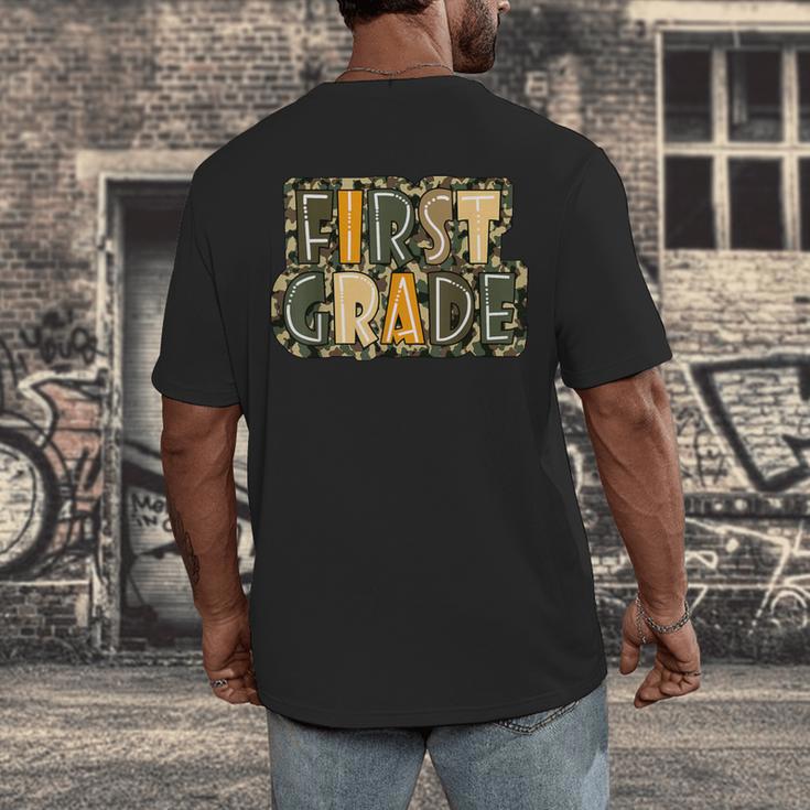 First 1St Grade Camo Camouflage Boy Teacher Back To School Men's Back Print T-Shirt, funny design First 1St Grade Camo Camouflage Boy Teacher Back To School Men's Back Print T-Shirt, funny design
