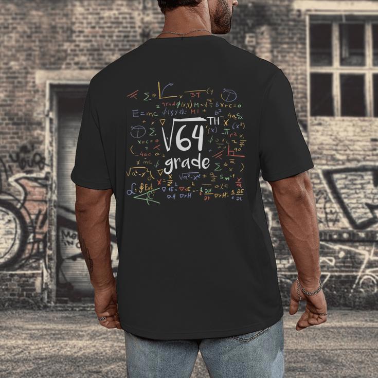 First Day Of School 8th Grade Square Root Of 64 Math Teacher Men's Back Print T-Shirt, funny design First Day Of School 8th Grade Square Root Of 64 Math Teacher Men's Back Print T-Shirt, funny design