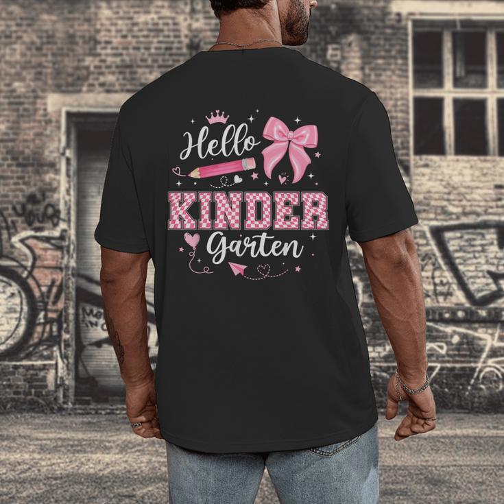 First Day Of School Teacher Girl Coquette Hello Kindergarten Men's Back Print T-Shirt, funny design