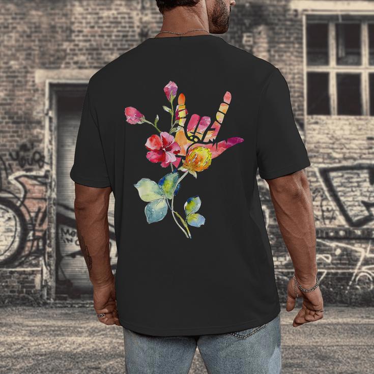 Flower American Sign Language ASL Teacher Teaching Deaf Men's Back Print T-Shirt, funny design Flower American Sign Language ASL Teacher Teaching Deaf Men's Back Print T-Shirt, funny design