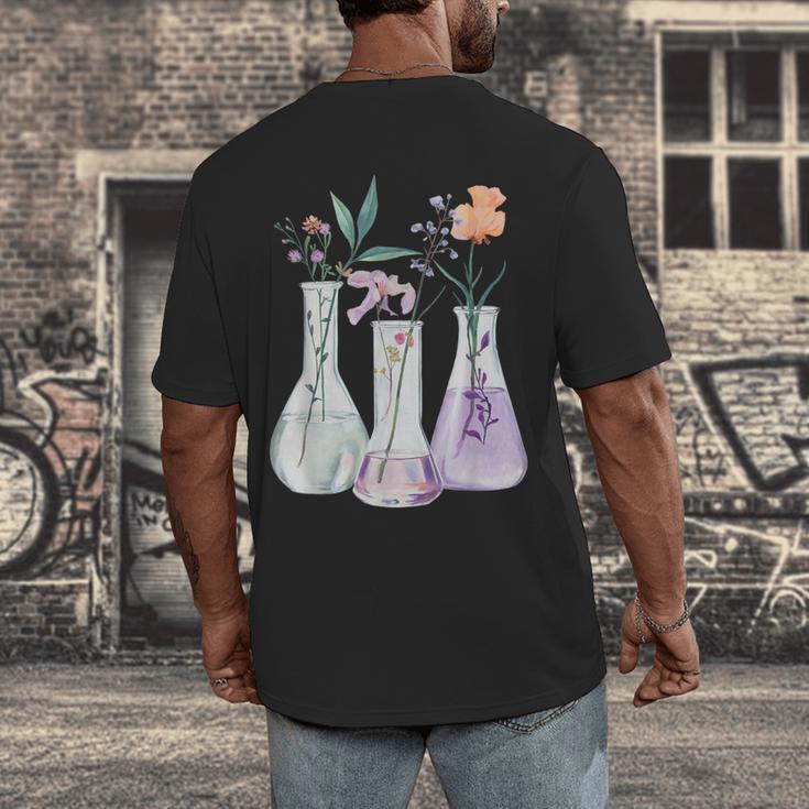 Flowers Test Tube Chemistry Student Science Teacher Women Men's Back Print T-Shirt, funny design