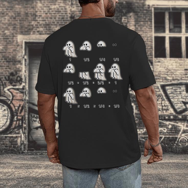 Fractions Math Teacher Ghost Math Halloween Humorous Men's Back Print T-Shirt, funny design Fractions Math Teacher Ghost Math Halloween Humorous Men's Back Print T-Shirt, funny design