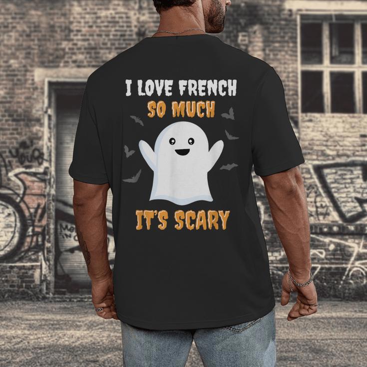 French Teacher Halloween French Class School Men's Back Print T-Shirt, funny design