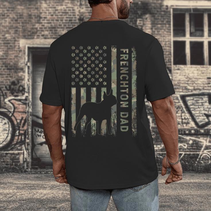 Frenchton Dad French Bulldog Boston Terrier Camo USA Flag Men's Back Print T-Shirt, funny design